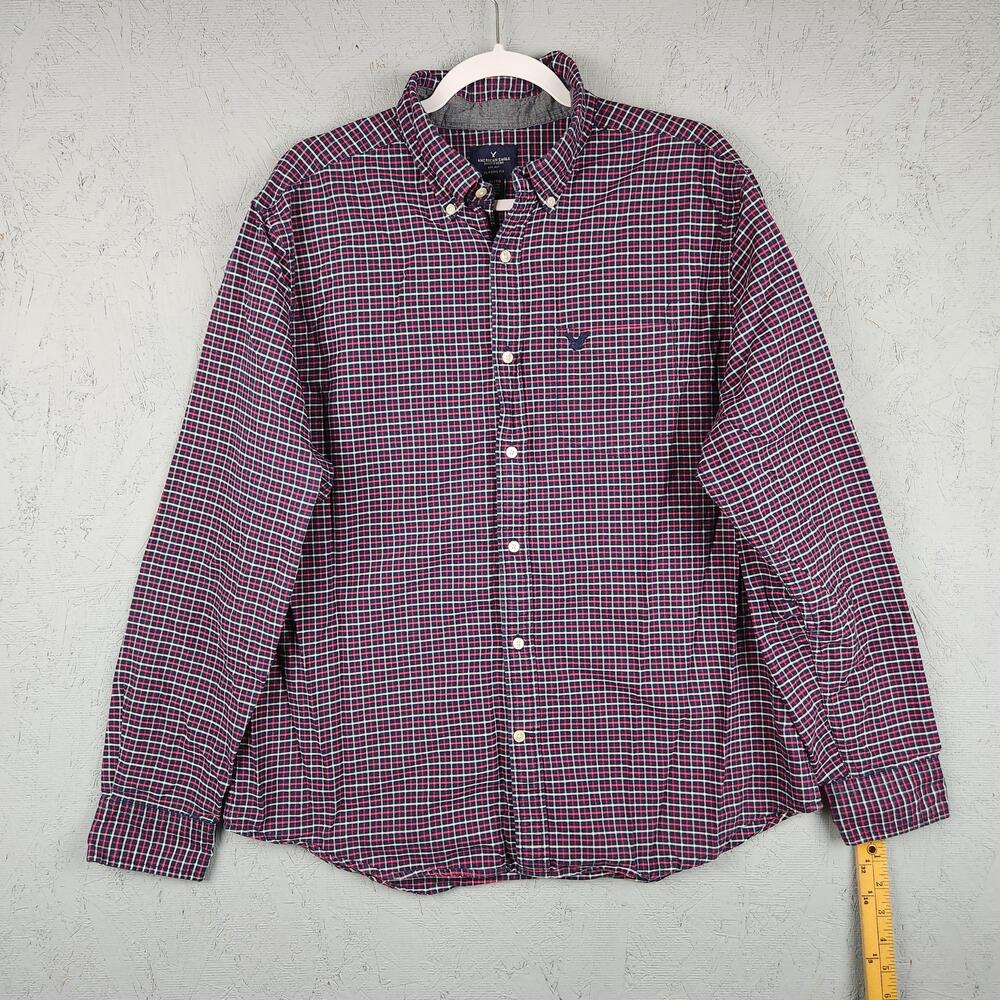 American Eagle Shirt Mens XL Plaid Classic Fit Button Down Pocket Flannel Preppy